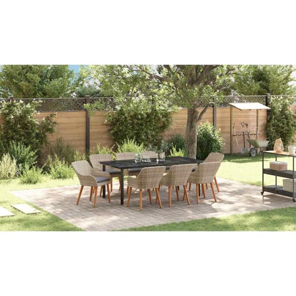 Essgruppe 9 pcs Hellgrau und Schwarz 200x100x74 cm
