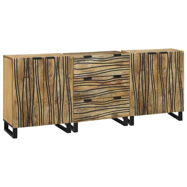 ARDEBO.de - Badezimmermöbel Set 3 pcs Braun Mittel Massivholz