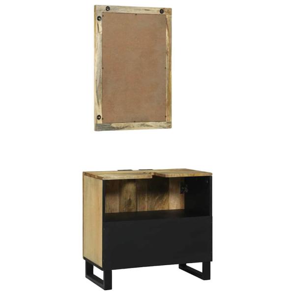 Badezimmermöbel Set mit Regal mit Speicher mit Tür mit Spiegel 2 pcs Braun Standard