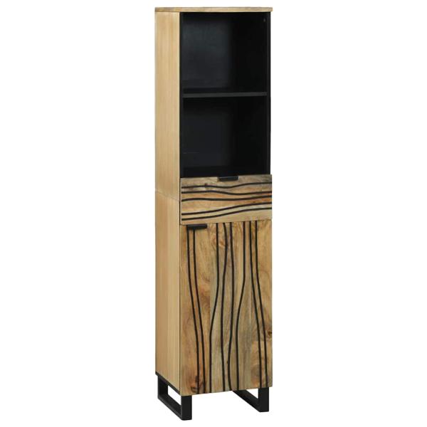 Badezimmermöbel Set 3 pcs Braun Hoch Massives Raues Mango Holz
