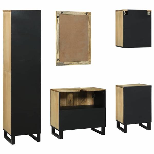 Badezimmermöbel Set 5 pcs Braun Mittel Massives raues Mangoholz