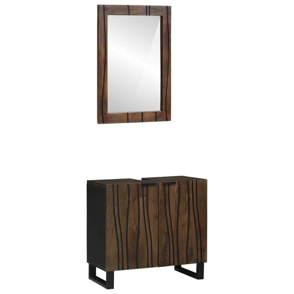 ARDEBO.de - Badezimmermöbel Set mit Regal mit Speicher mit Tür mit Spiegel 2 pcs Walnuss Braun Standard