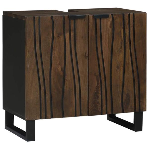 Badezimmermöbel Set mit Regal mit Speicher mit Tür mit Spiegel 2 pcs Walnuss Braun Standard