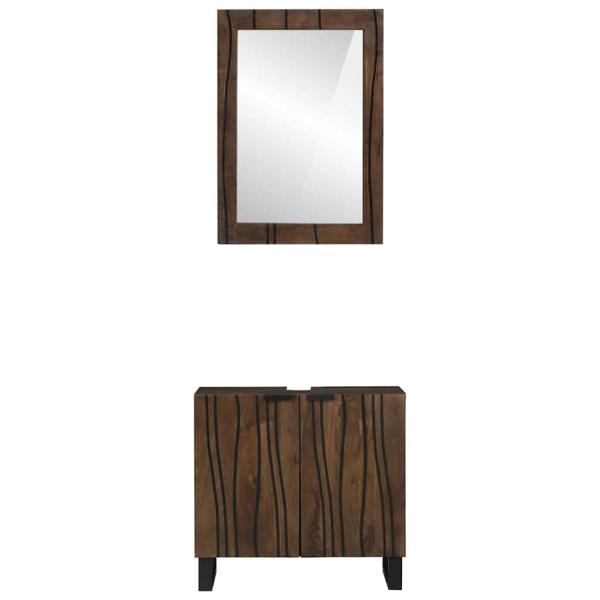 Badezimmermöbel Set mit Regal mit Speicher mit Tür mit Spiegel 2 pcs Walnuss Braun Standard