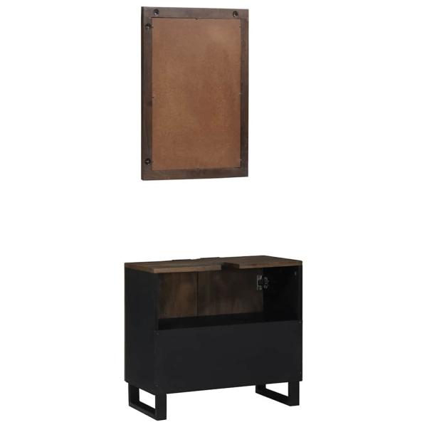 Badezimmermöbel Set mit Regal mit Speicher mit Tür mit Spiegel 2 pcs Walnuss Braun Standard