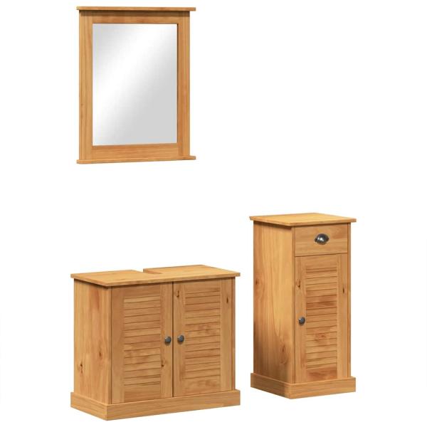 Badezimmermöbel Set mit Schubladen mit Regal Wandmontiert mit Speicher mit Spiegel 3 pcs Braun 37 x 34 x 80 cm