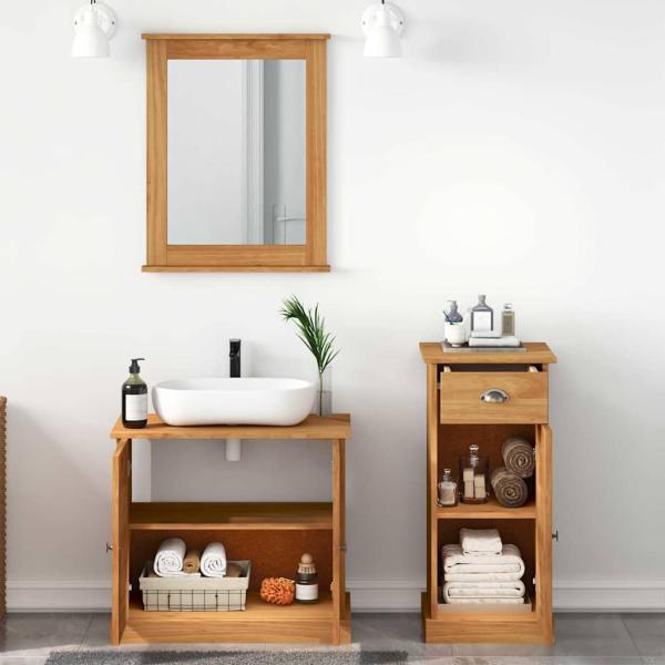 Badezimmermöbel Set mit Schubladen mit Regal Wandmontiert mit Speicher mit Spiegel 3 pcs Braun 37 x 34 x 80 cm