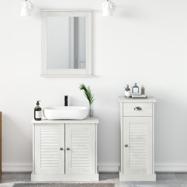 Badezimmermöbel Set mit Schubladen mit Regal Wandmontiert mit Speicher mit Tür mit Spiegel 3 pcs Braun 37 x 34 x 80 cm