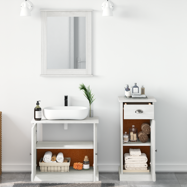 Badezimmermöbel Set mit Schubladen mit Regal Wandmontiert mit Speicher mit Tür mit Spiegel 3 pcs Braun 37 x 34 x 80 cm