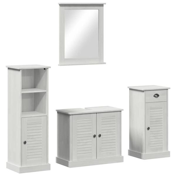 Badezimmermöbel Set 3 pcs Antik Weiß 37 x 34 x 110 cm