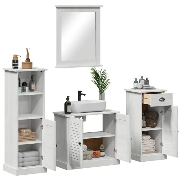 Badezimmermöbel Set 3 pcs Antik Weiß 37 x 34 x 110 cm