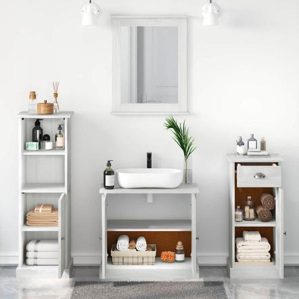 Badezimmermöbel Set 3 pcs Antik Weiß 37 x 34 x 110 cm