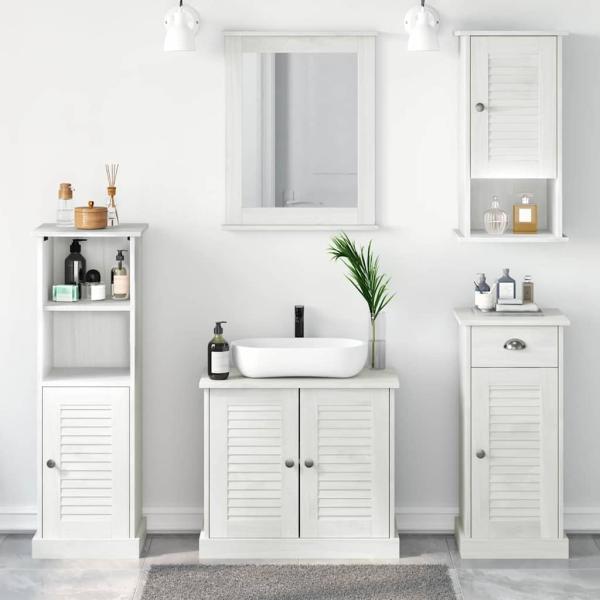 ARDEBO.de - Badezimmermöbel Set 5 pcs Antik Weiß 37 x 34 x 110 cm