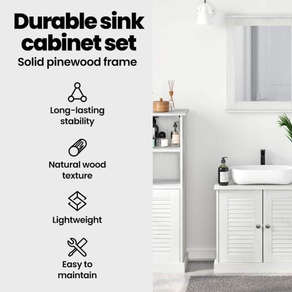 Badezimmermöbel Set 5 pcs Antik Weiß 37 x 34 x 110 cm