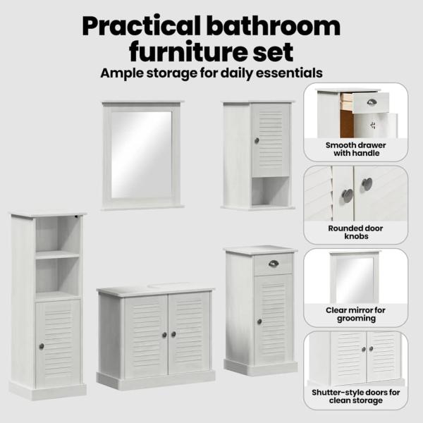 Badezimmermöbel Set 5 pcs Antik Weiß 37 x 34 x 110 cm
