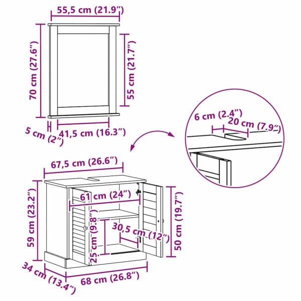Badezimmermöbel Set 5 pcs Antik Weiß 37 x 34 x 110 cm