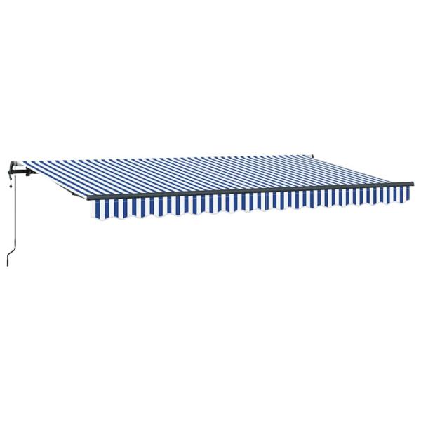 Einziehbare Markise Blau und Weiß und Anthrazit 3,5 x 2 m