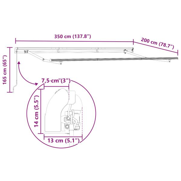 Einziehbare Markise Creme und Anthrazit