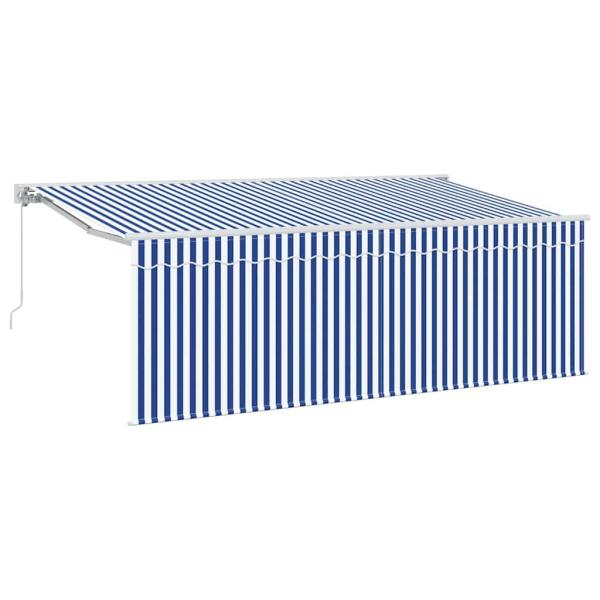 Einziehbare Markise Blau und Weiß Weiß 350 x 200 cm