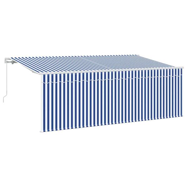 Einziehbare Markise Gestreift Blau und Weiß Weiß 350 x 200 cm
