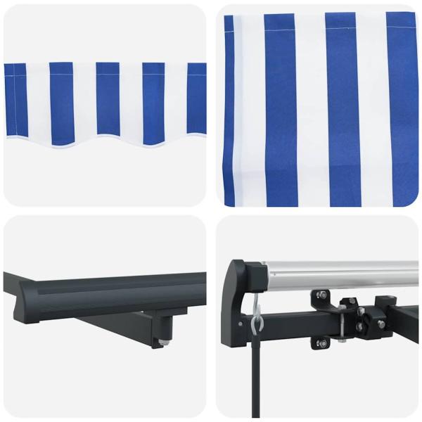 Einziehbare Markise Blau und Weiß Anthrazit 350 x 200 cm