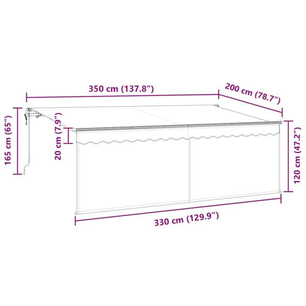 Einziehbare Markise Gestreift Blau und Weiß Weiß 350 x 200 cm