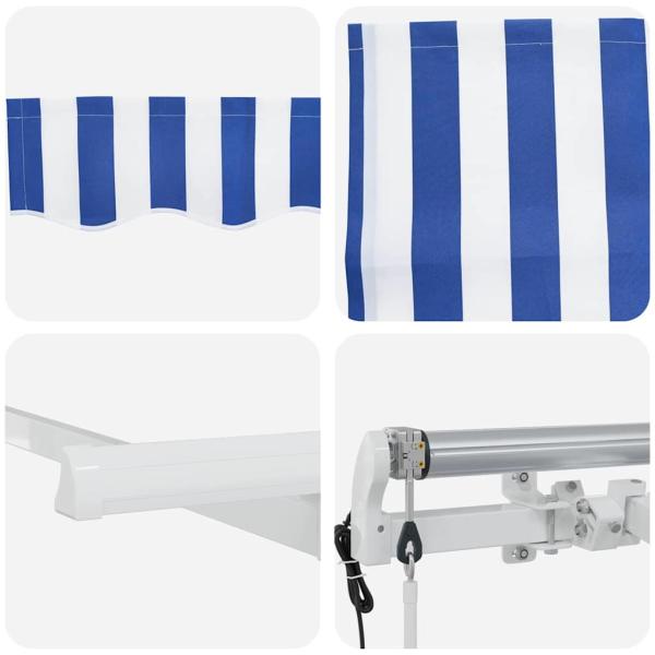 Einziehbare Markise Gestreift Blau und Weiß Weiß 350 x 200 cm