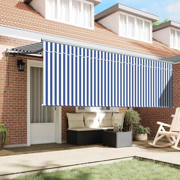 Markise mit Blende Creme 350 x 200 x 120 cm Stoff, Metall