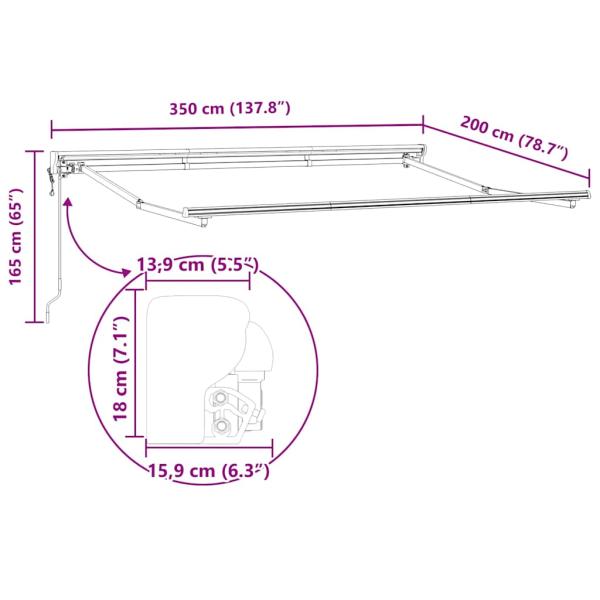 Einziehbare Markise Burgunderrot 350x200 cm Gewebe