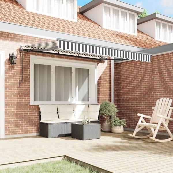 Einziehbare Markise Anthrazit und Weiß