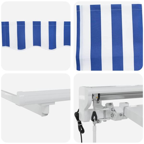 Einziehbare Markise Blau und Weiß 400x200 cm Aluminium