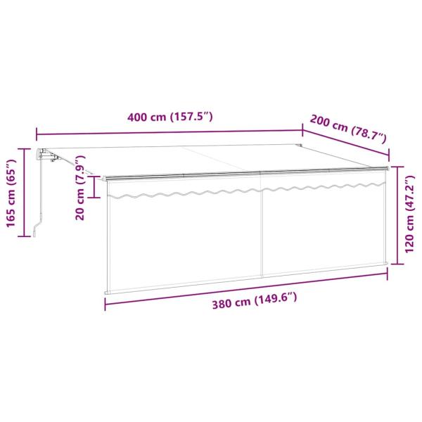 Einziehbare Markise Cremefarben Weiß Braun 400 x 200 cm