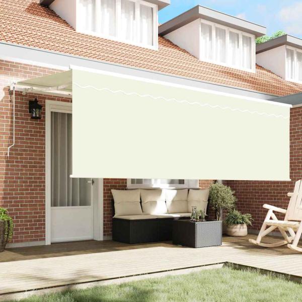 Einziehbare Markise Cremefarben Weiß Braun 400 x 200 cm