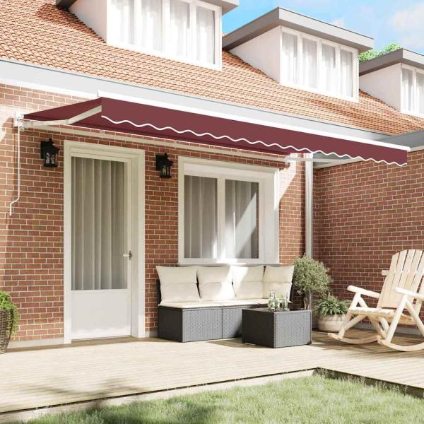 Einziehbare Markise Burgunderrot 400x200 cm Stoff und Polyester
