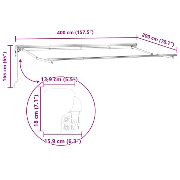 Einziehbare Markise Rot 400x200 cm