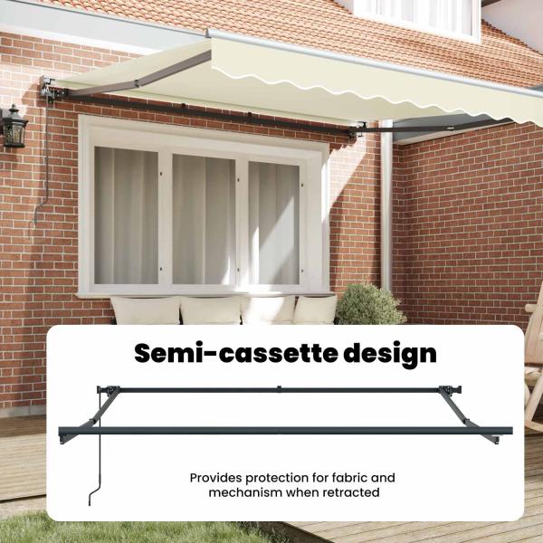 Einziehbare Markise Creme 300x250 cm Aluminium und Polyester