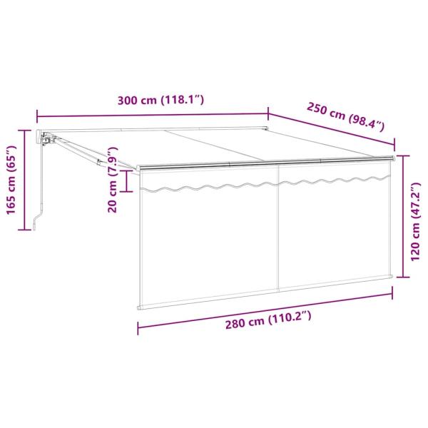 Einziehbare Markise Anthrazit 300 x 250 cm Gewebe