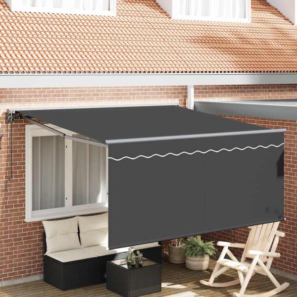 ARDEBO.de - Einziehbare Markise Anthrazit 300 x 250 cm Gewebe