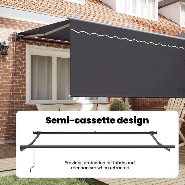 Einziehbare Markise Anthrazit 300 x 250 cm Gewebe