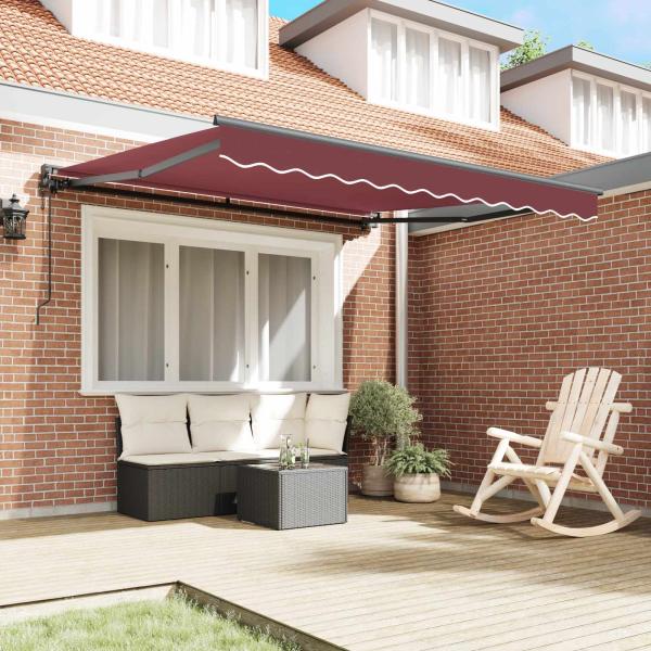 Einziehbare Markise Bordeauxrot 300x250 cm Polyester und Metall