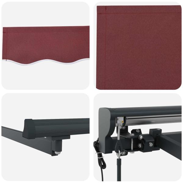 Einziehbare Markise Bordeauxrot 300x250 cm Polyester und Metall