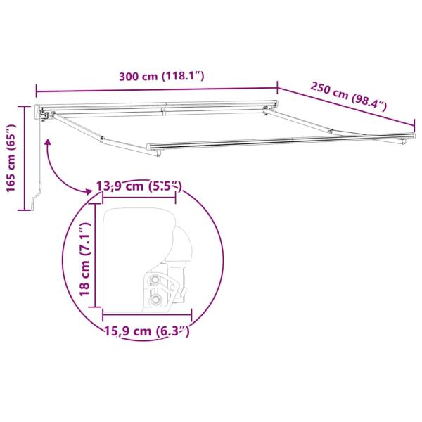 Einziehbare Markise Anthrazit und Weiß 300x250 cm