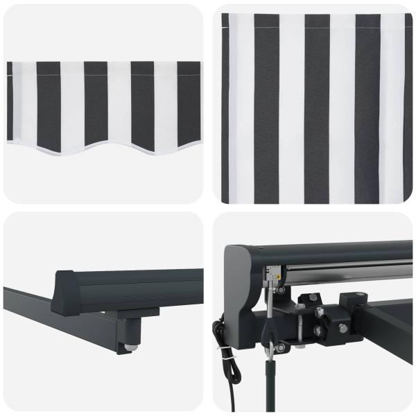 Einziehbare Markise Anthrazit und Weiß 300x250 cm