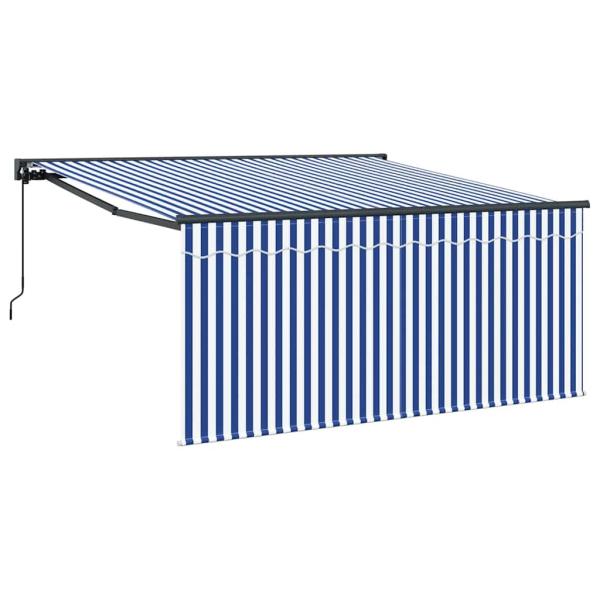 Einziehbare Markise Marineblau und Weiß 350 x 250 cm