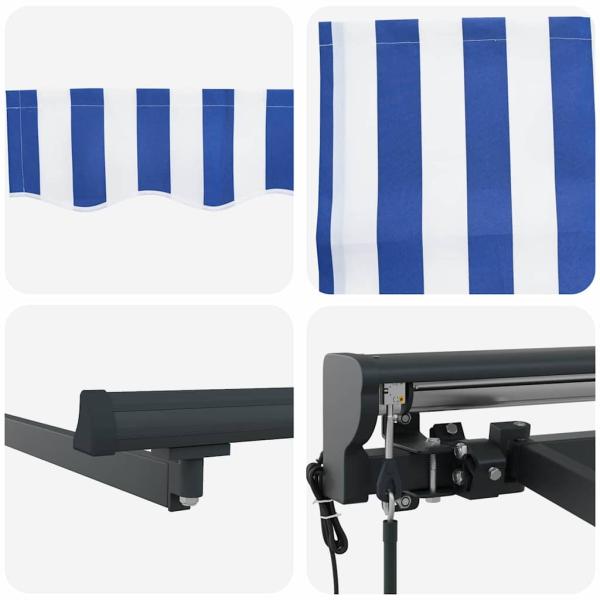 Einziehbare Markise Blau-weiß gestreift 350 x 250 cm Gewebe