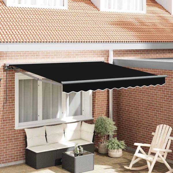 ARDEBO.de - Einziehbare Markise Schwarz 350x250 cm Polyester