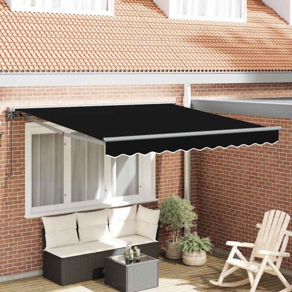 ARDEBO.de - Einziehbare Markise Schwarz 350x250 cm Polyester