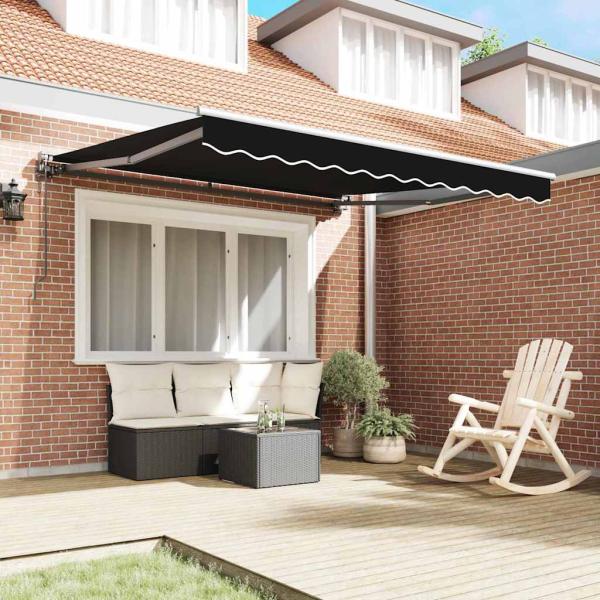 Einziehbare Markise Schwarz 350x250 cm Polyester