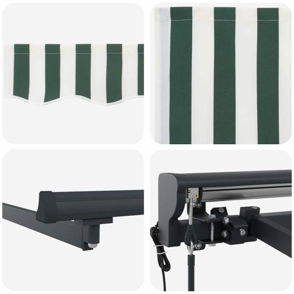 Einziehbare Markise Grün und Weiß 350x250 cm