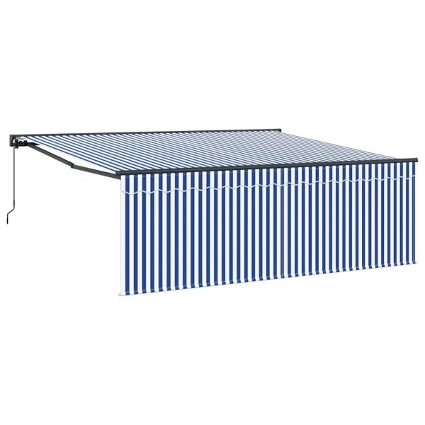 Einziehbare Markise Blaue und weiße Streifen 400 × 300 cm